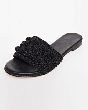 101 / BS Black Bubble Sandals with metal thread