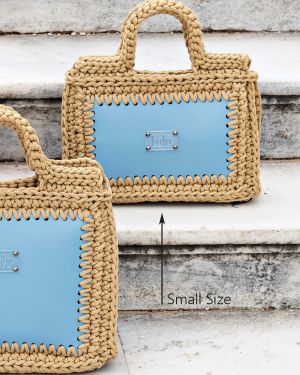 Ritsa Small Leather Bag Beige/Cyan