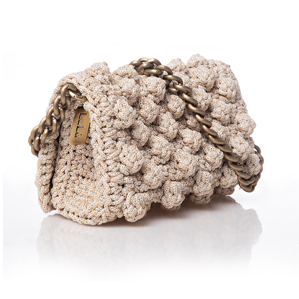 101 / Clutch with bubbles off-white with gold