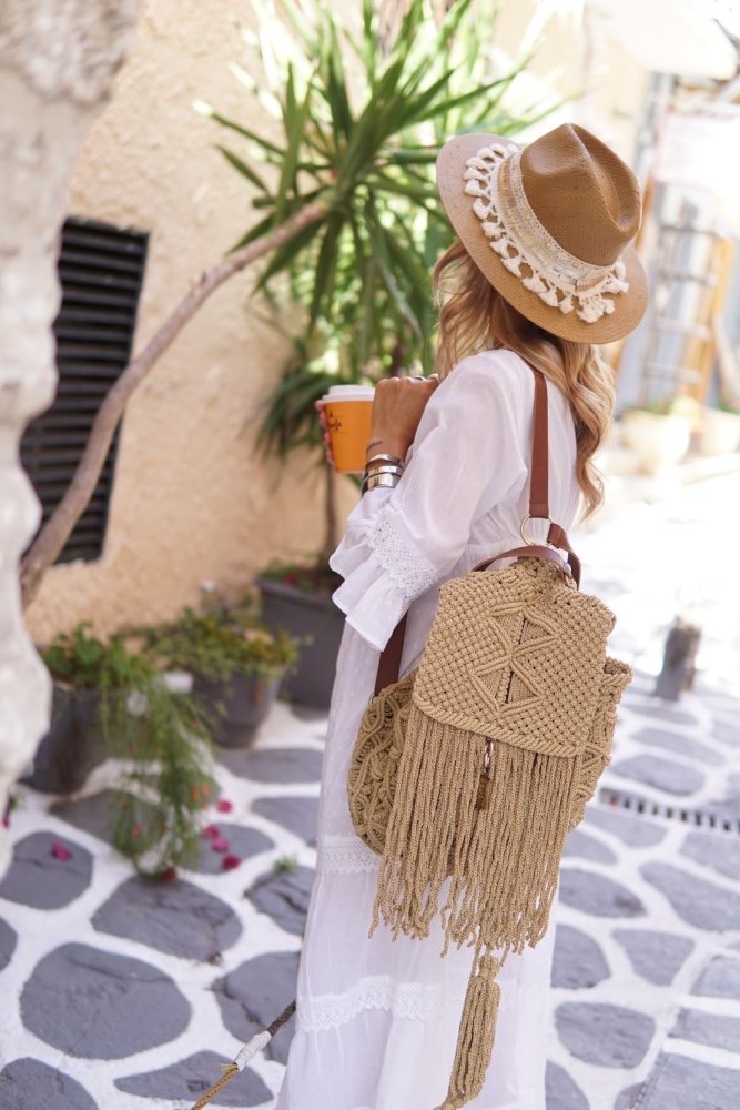 401 / Macramé Backpack-beige